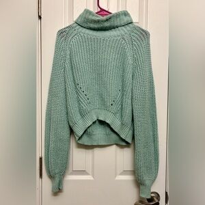 Kimchi Blue Urban Outfitters Sage Green Chunky Knit Turtleneck Crop Sweater S